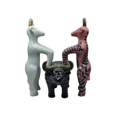 Shirley Fintz - Wagyu Totem Healing - LISTED ARTIST- Stoneware STATUE 12.5'' Tall