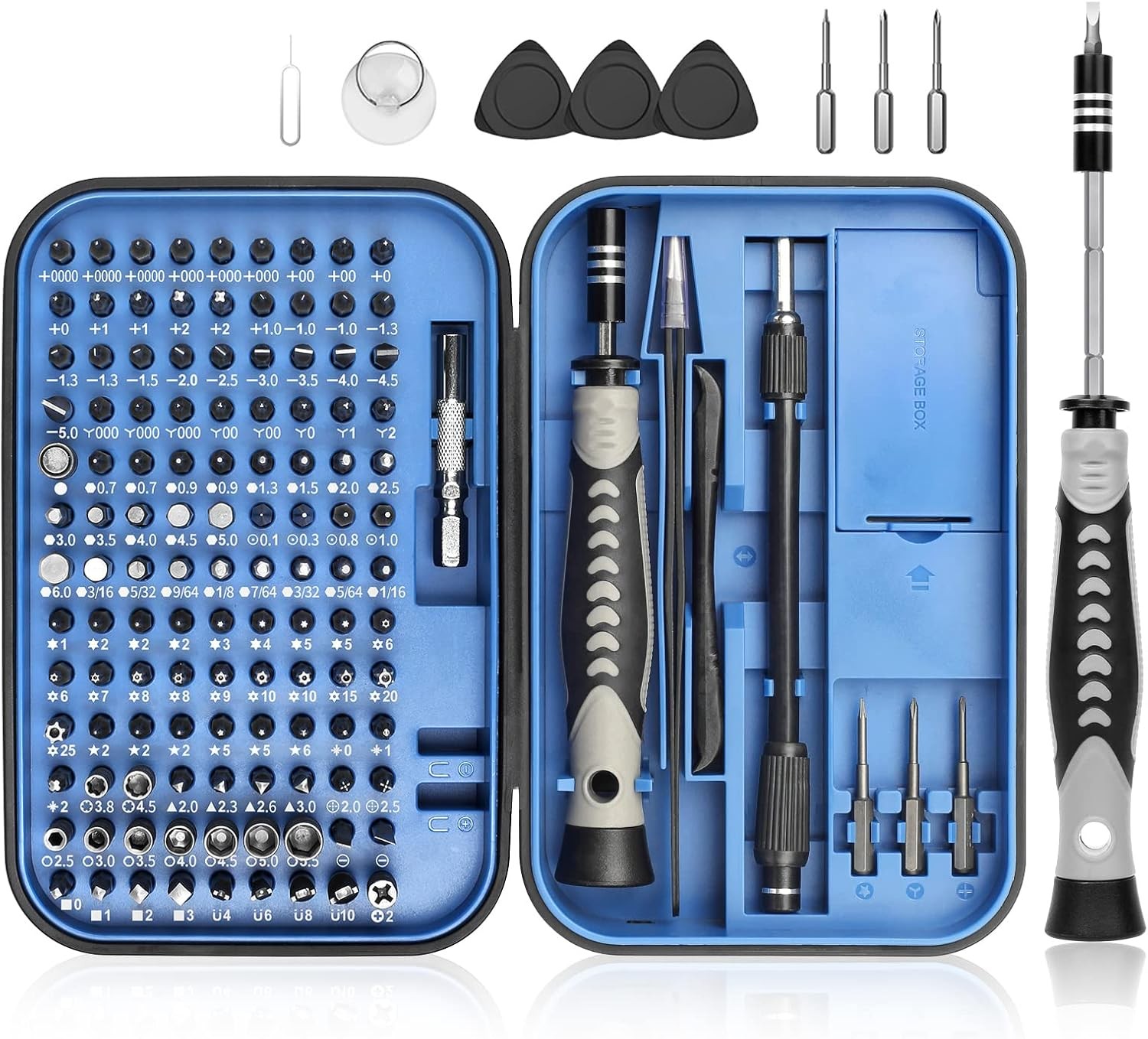 130-Piece Precision Screwdriver Set in Compact Blue Case for Electronics Repair