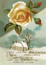 Victorian Trading Lady Grey Perfume Yellow Rose Holiday Greeting Cards 15 18G