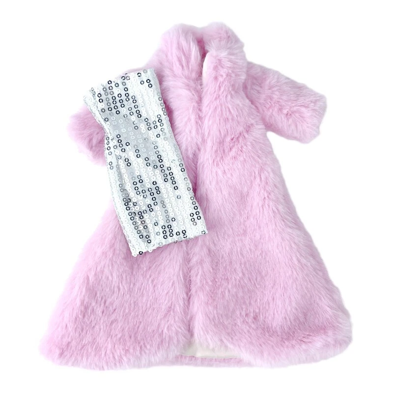 VETEMENTS Set vestiti moda pelliccia rosa per 1 6 abiti bambola vestito argento parka cappotto giocattoli