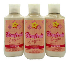 NEW Bath Body Works Lot 3 Bottles Starfruit Sangria Daily Body Lotion Cream 8 oz