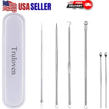 6PCS Blackhead Remover Extractor Pimple Popper Tool Kit Stainless Steel Facial