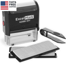 Self-Inking DIY Custom Rubber Stamp Kit - Personalized Stamper for Business or H