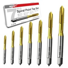 7pcs Spiral Point Tap Set M2 M2.5 M3 M3.5 M4 M5 M6, Titanium Coated High Speed