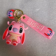 Disney Movie Lilo Stitch Keychain- Cute Angel Keyring Charm Holder