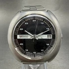 Seiko Daimatic Watch Men 39mm Black Dial Silver Tone Date 7005-6000 Runs
