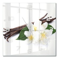 Stilvolle Glas-Wanduhr Glasuhr Aus Glas Jasmin Und Vanille WeißE Zeiger 60X60 Cm