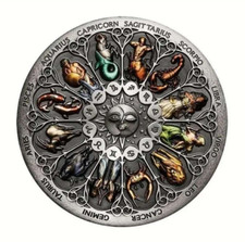 Moneta Costellazione Zodiaco Fortunato - Disegno Sole e Luna - Regalo e Da Collezione