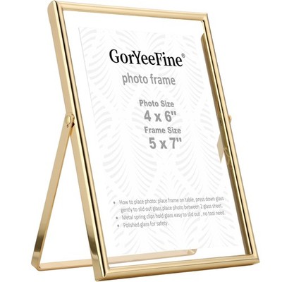 Gold 5x7'' Floating Picture Frames Adjustable for (3.5x5'' & 4x6'') Photos Elega...