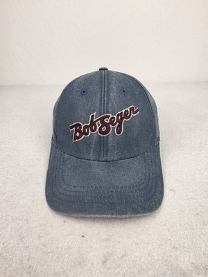 Vintage Bob Seger Denim Blue Embroidered Spellout Logo Strapback Hat Adjustable