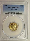 PCGS MS 65 Full Bands 1916 Mercury Dime Obverse Toned