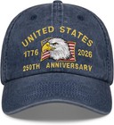 250th Anniversary USA Cap, Embroidered American Flag Hat, 250 Year Celebration
