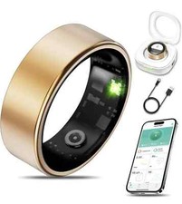 Smart Health Ring for Women Men Fitness Tracker with Heart Rate GOLD 7 Amwentu