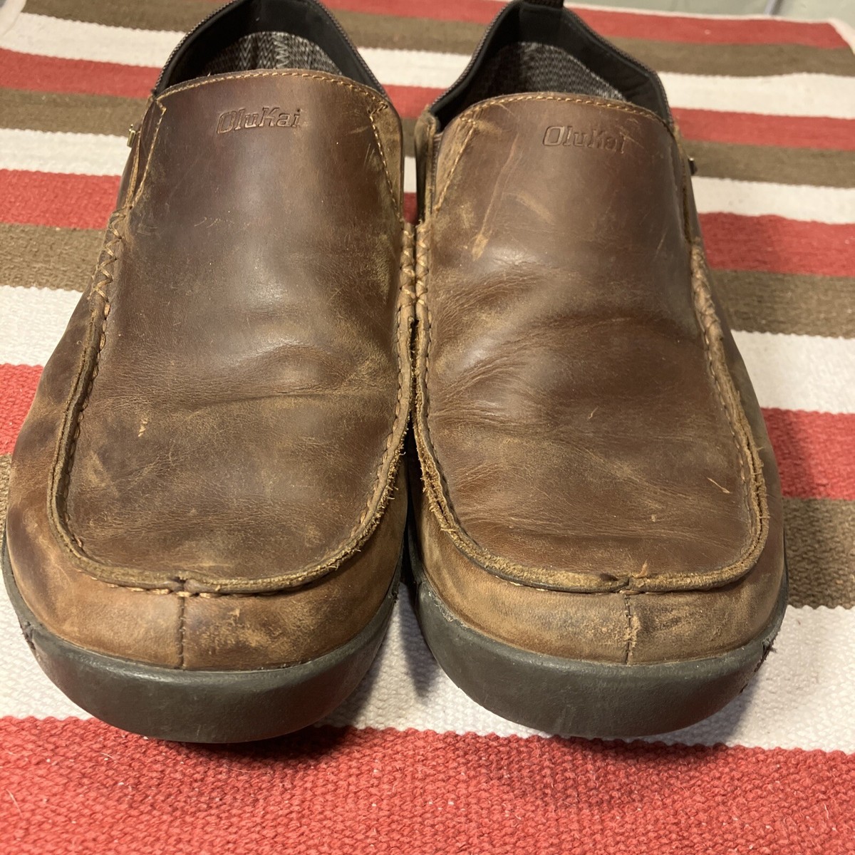 OluKai Shoes Mens 9 Brown Na\'I WP Waterproof‎ Leather Slip On Loafers Olukai Na main image 2