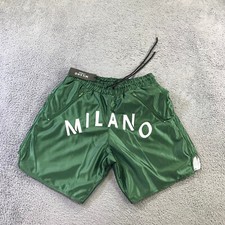 Milano Di Rouge Shorts Mens Small Tyson Green Spell Out Silver Athletic a342