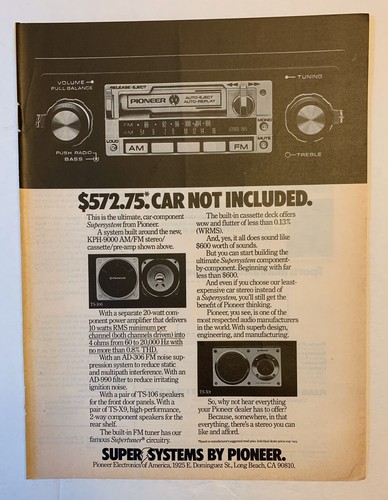 1978 Pioneer KPH-9000 Car Radio AM FM 