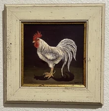 Lyndi Lende Original Rooster Oil Painting Signed & Dated 1998