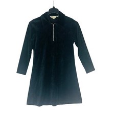 Eddie Bauer Womans Sz Small Petite Dress Black Long Sleeve Velvet Vintage
