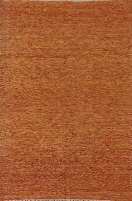 contemporary Rust/ Orange Kilim Reversible Rug 3'x5' Wool Hand-woven Foyer Rug