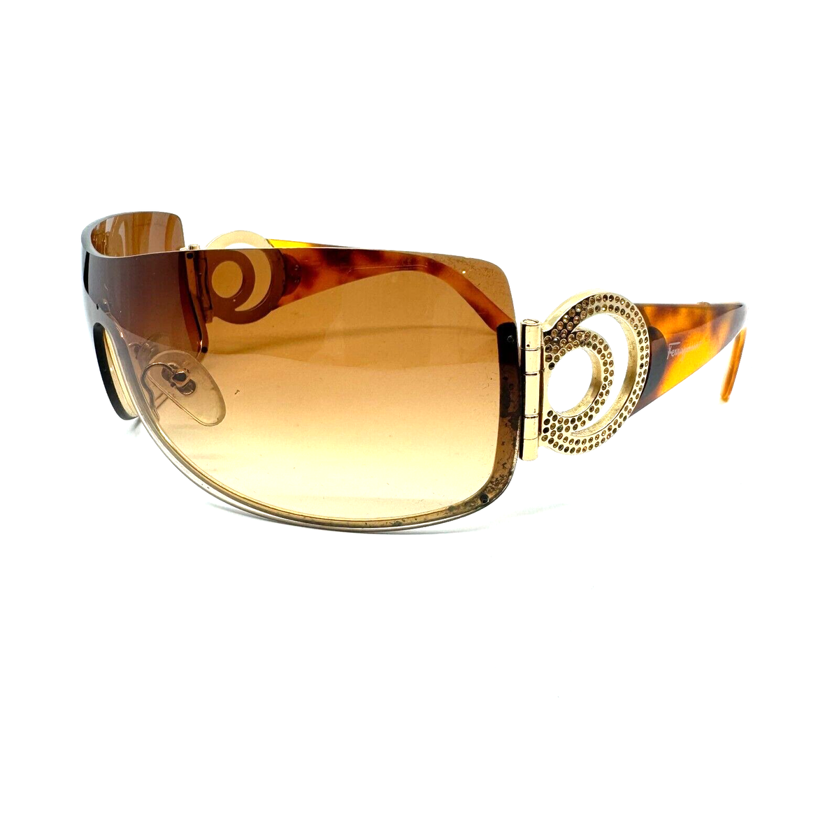 Salvatore Ferragamo Havana Gold Vintage Shield 1139-B 509/13 Salvatore Ferragamo Havana Gold Vintage Shield 1139-B 509/13