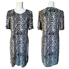 NEW! Alexandra+Oak Boat Neck Short Sleeve Shift Dress, Neutral, Small, MSRP $56