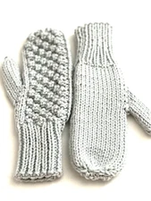 Handmade Women's Bulky Weight Bramble Knit Acrylic Mittens ~ Gray ~ One Size