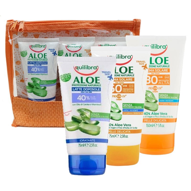 Equilibra Aloe cofanetto travel protezione solare 30 e 50+ + latte doposole 75ml
