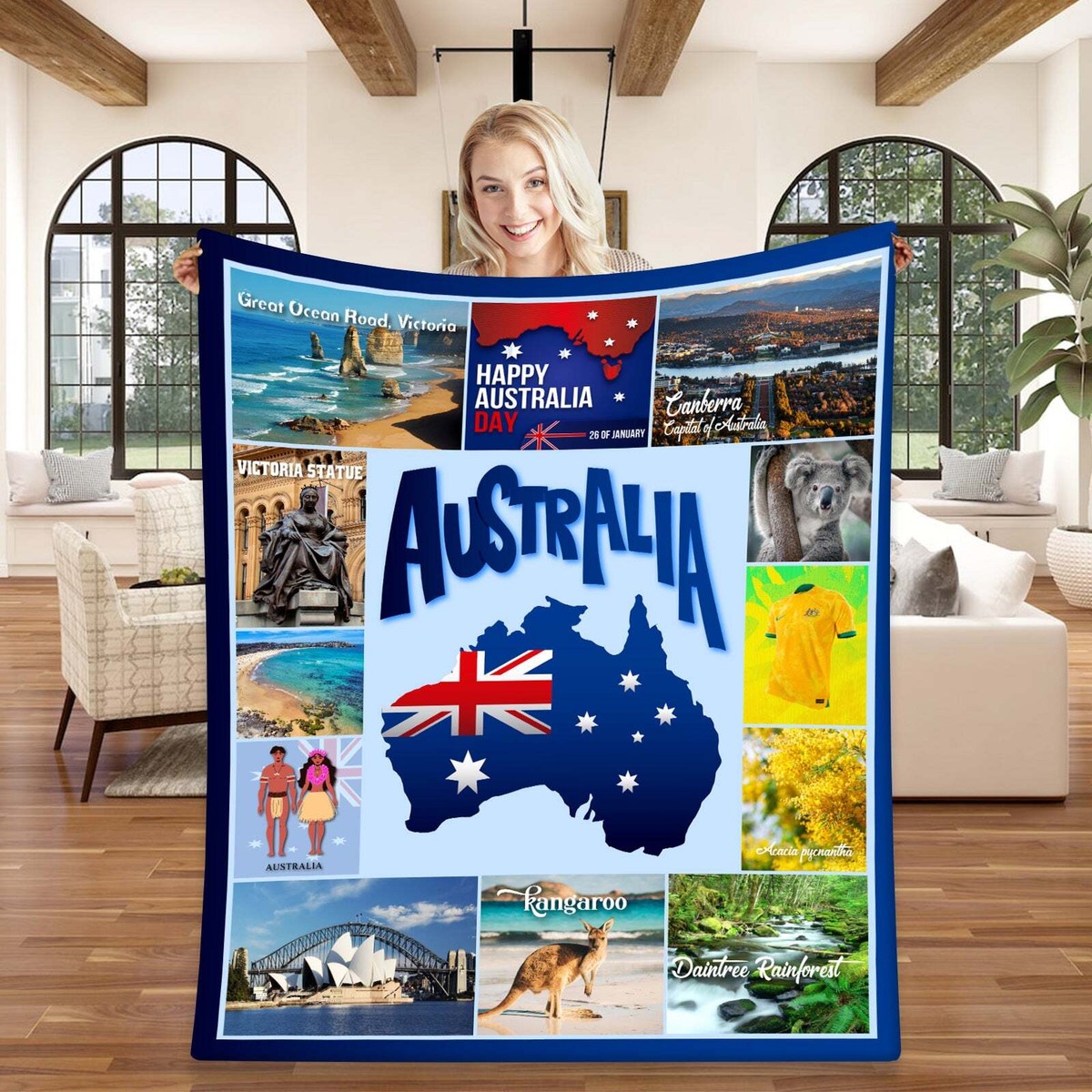 USA Printed- AUSTRALIA Custom Blanket, Minky Blanket, Fleece