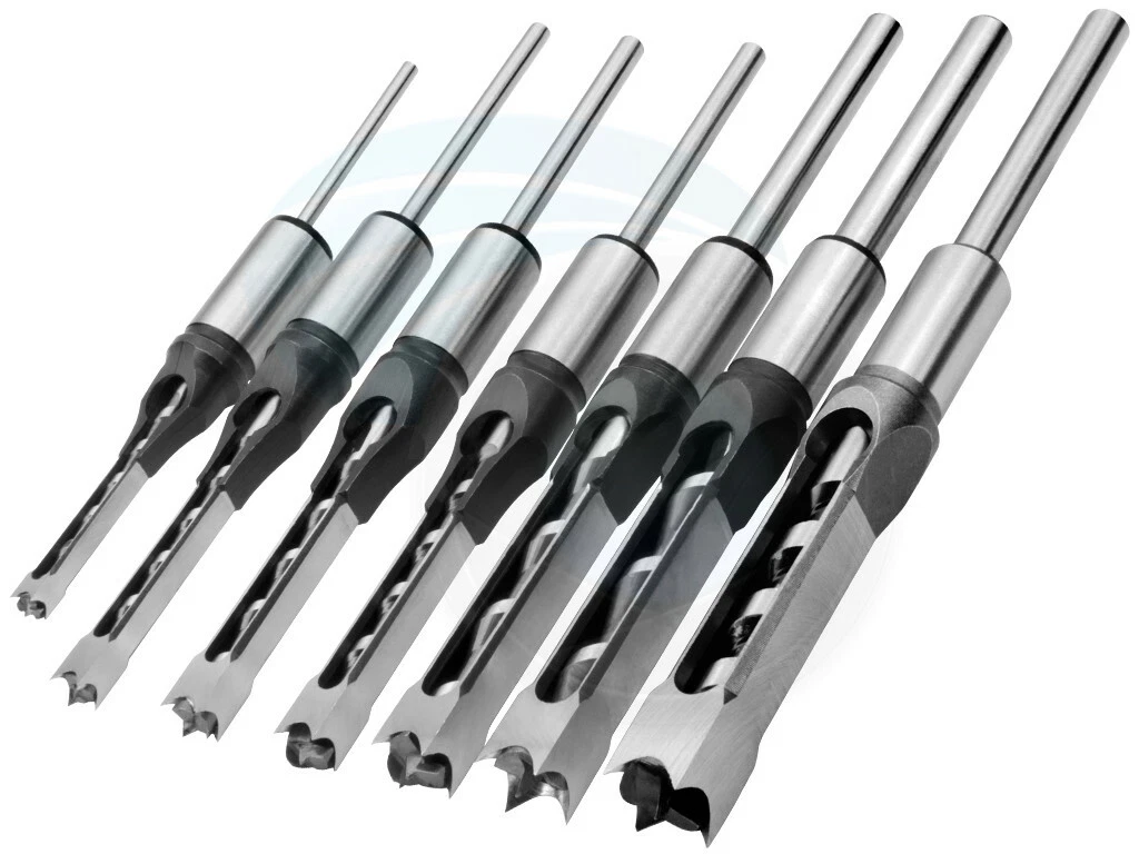 7pc Square Hole Mortise Chisel Drill Bit HSS Woodworking Saw Mortising