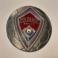 SILVER PEWTER MLS SOCCER COLORADO RAPIDS Metal Belt Buckle
