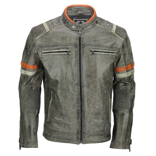 Men's Real Leather Biker Jacket Vintage 