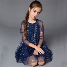 Lovely Occasion Heart autumn winter Birthday Princess Navy Party Dress For Girls