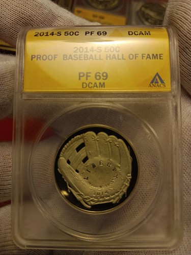 2014 S BASEBALL HALL OF FAME HALF DOLLAR COMMEMORATIVE ANACS PF 69 DCAM - 第 1/2 張圖片