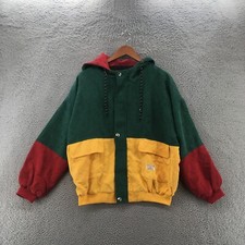 Zaful Corduroy Patchwork Hooded Jacket Womens Xl Multicolor Long Sleeve Casual