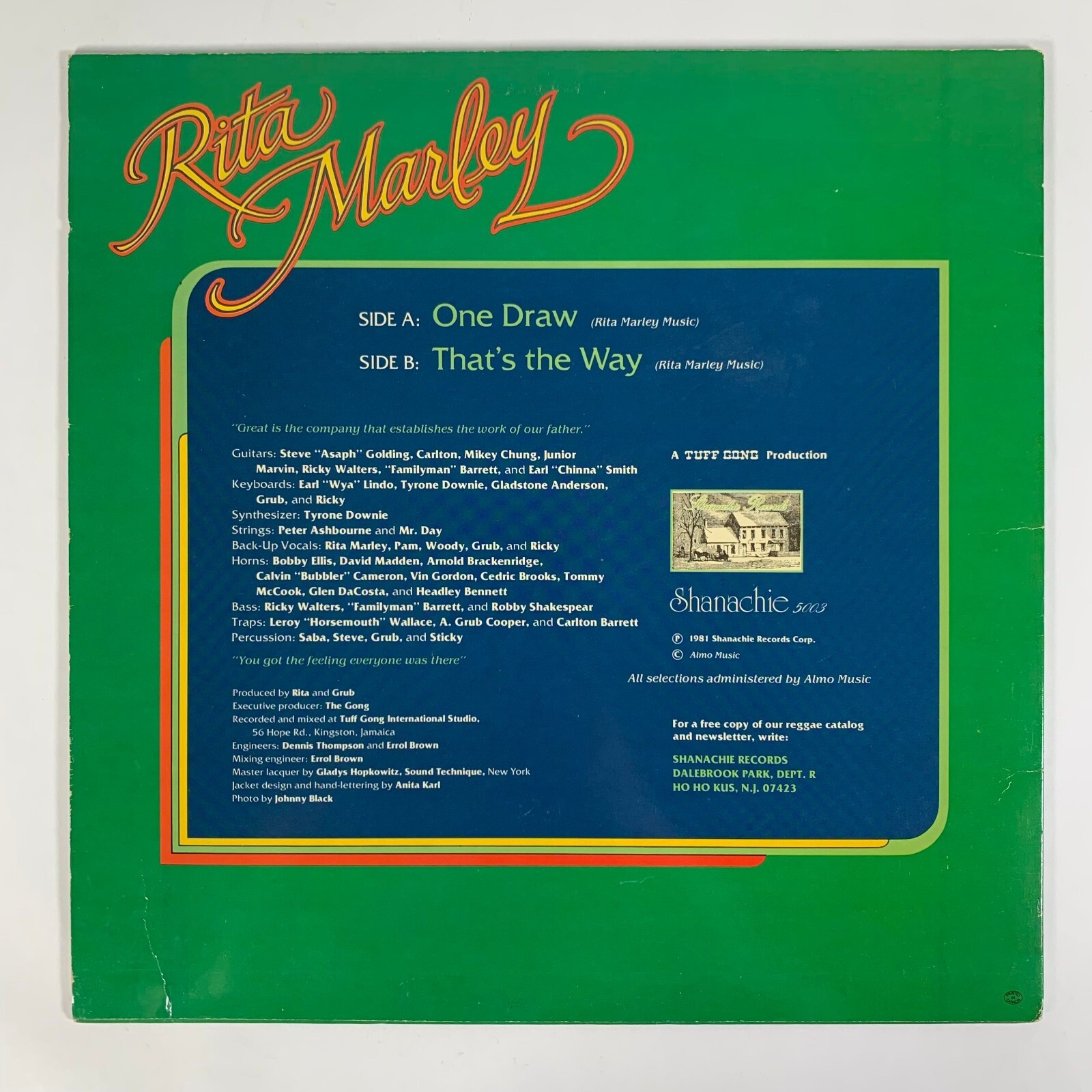 Rita Marley One Draw/That's The Way 12IN Record Album 2900 | eBay