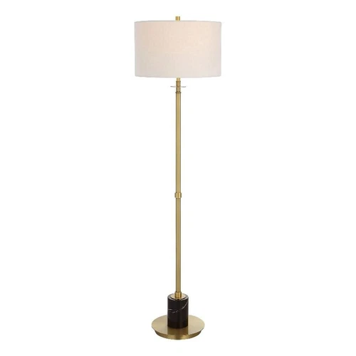 Uttermost Guard Transitional Metal Marble and Fabric Floor Lamp in Brass/Gold - Picture 1 of 7