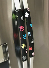 Refrigerator Oven Door Padded Appliance Handle Cover Paw Prints Colored Set of 2