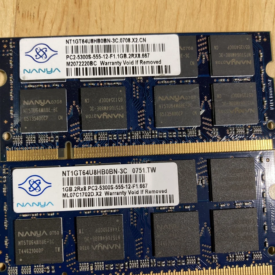 Lot 4x ProMOS & Nanya 1GB 2RX8 PC2-5300S DDR2-667 200-PIN SO-DIMM - Image 3 of 4