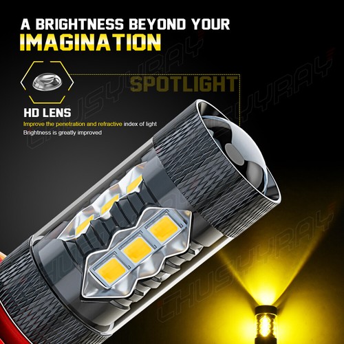 H11 H8 LED Bulbs 3000K Golden Yellow Super Bright fog Light DRL Light High Power - Picture 10 of 12