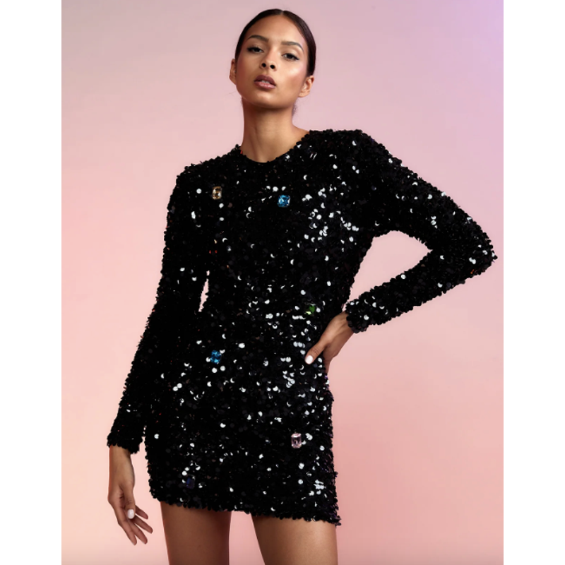 cynthia rowley sequin dress Cynthia Rowley Serena Black Sequin Dress