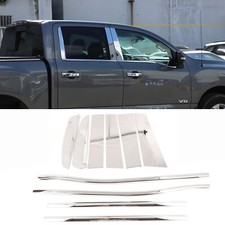 For 2016-2023 Nissan Titan Cab Stainless Steel Pillar Postwindow Sill Trim 10pc For 2016-2023 Nissan Titan Cab Stainless Steel Pillar Postwindow Sill Trim 10pc