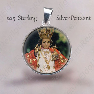 Santo Nino de Cebu Catholic Medal Child Jesus 925 Sterling Silver