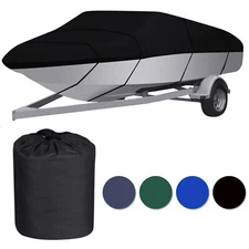 Waterproof Heavy Duty Trailerable Boat Cover Fishing V-Hull Tri-Hull Runabout