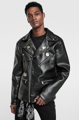 Zara Men Biker Jacket With Pins Black 1966/401 Size M NWT | eBay Zara Men Biker Jacket With Pins Black 1966/401 Size M NWT | eBay