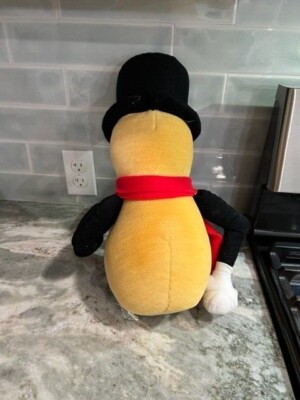 Vintage Mr. Peanut 1991 Plush Stuffed Doll With Scarf, Cane, And