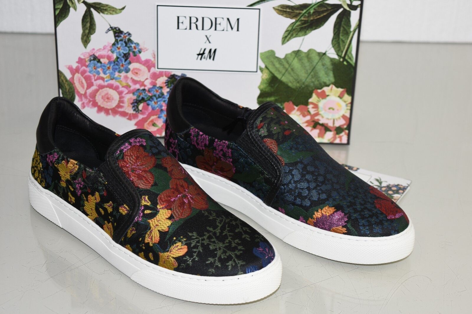 NEW x H&M Floral Slip Black Jacquard Shoes Sneakers 8 SHIP TODAY | eBay