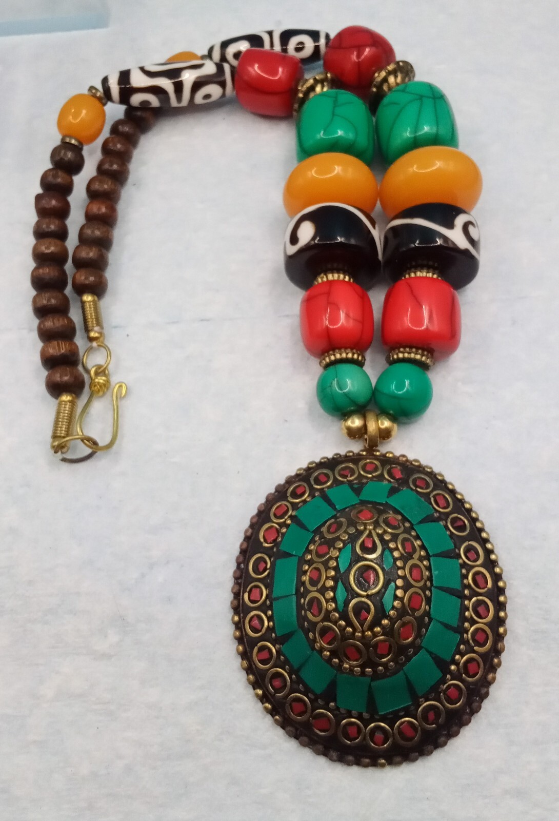 Ethnic Acrylic Multi Bead Statement Necklace - image 4