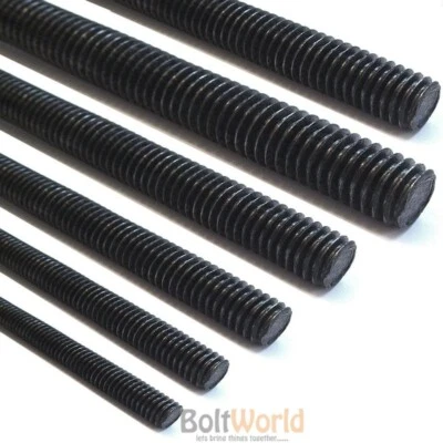 BOLT WORLD 1 METER SELF COLOUR STEEL THREADED ROD BAR STUDDING ALLTHREAD METRIC M8 - M30