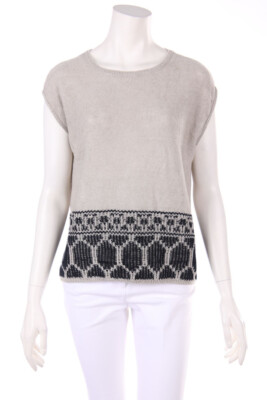 DRYKORN Knit Top Linen Geometric Pattern S greige