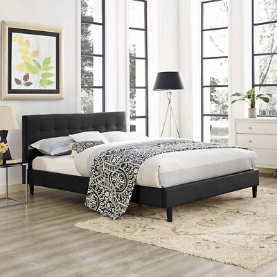 Modway Linnea Full Faux Leather Bed in Black